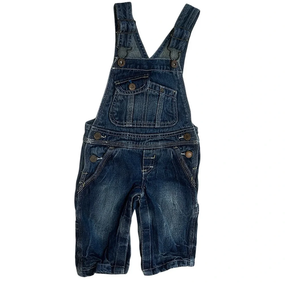VTG Y2K OshKosh B'gosh Dark Blue Denim Overalls 12 Months Baby Boy